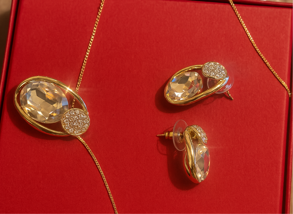 Golden Radiance Crystal Jewelry Set